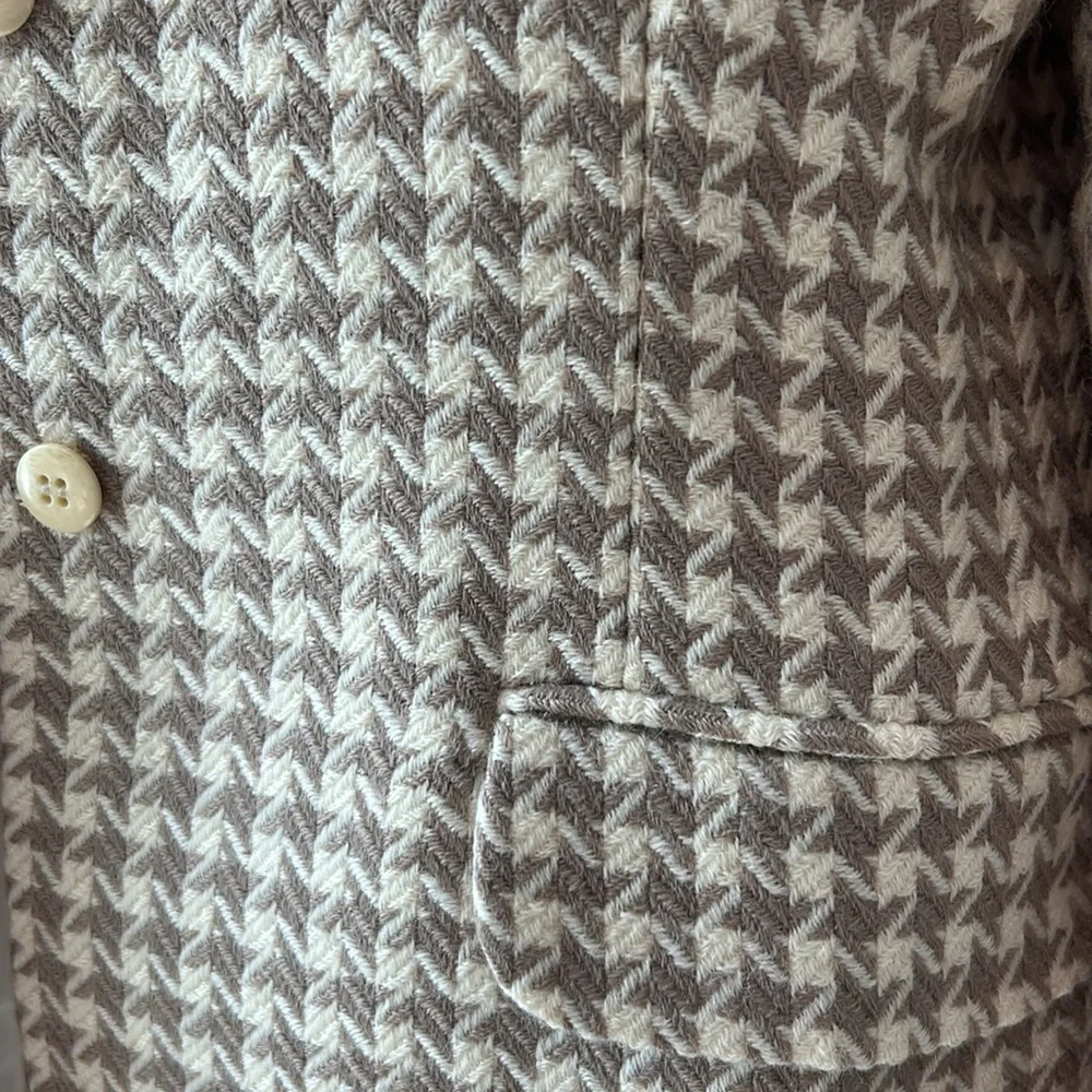 Vintage Prophecy cream taupe houndstooth long sleeve blazer jacket - Picture 6 of 14